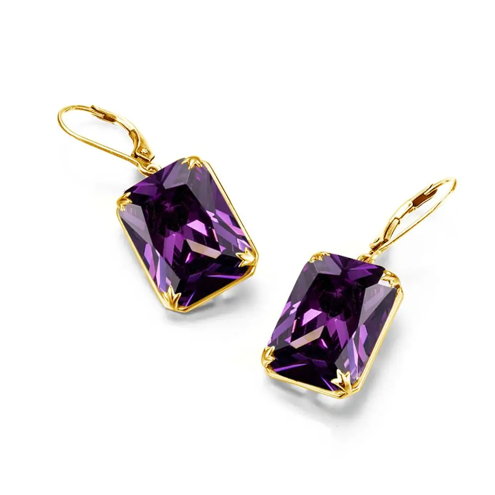 Szjinao Real 925 Sterling Silver Handmade Fine Jewellery 14K Gold Amethyst Gemstone Jewelry Set With Earring Pendant Necklace