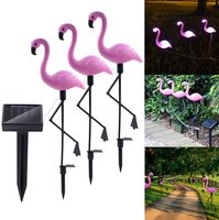 3pcs/ Set Solar Flamingo Lawn Lamp Outdoor Waterproof Garden Light Decorative Pathway Stake Lights For Yard Walkway Patio Decor