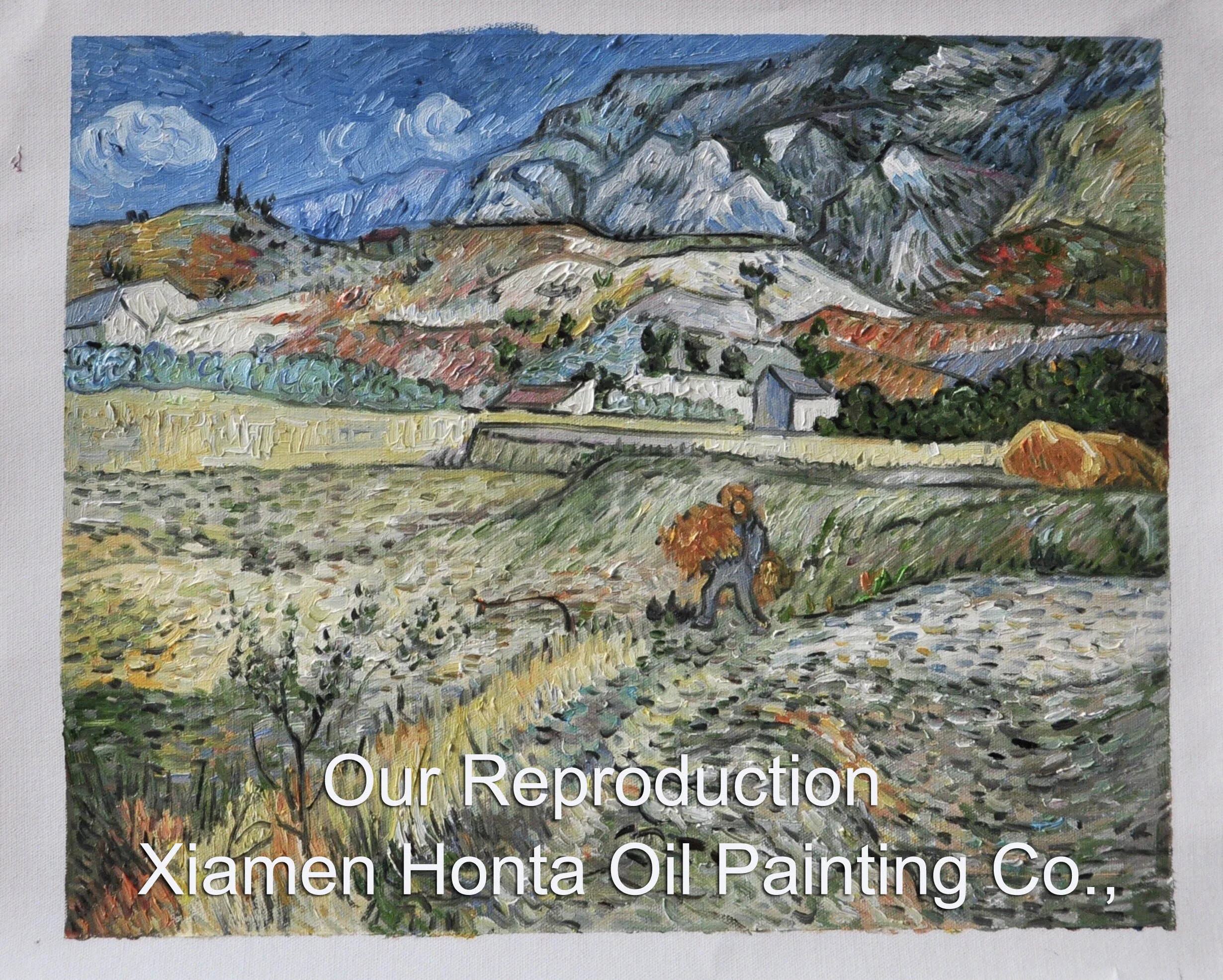 Linen Canvas Oil Painting reproduction,Enclosed Wheat Field with Peasant by vincent van gogh,100% handmade,Free DHL Shipping