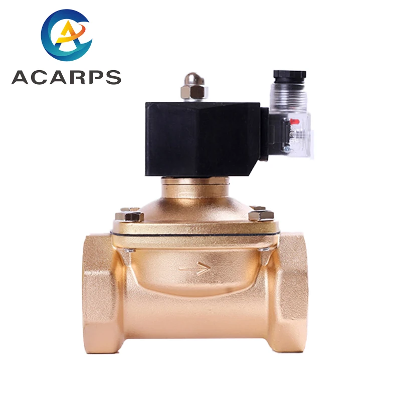 

Brass 2 way 24vdc 2inch 220v Gas Solenoid Valve Normally Closed DIN coil 12v Waterproof