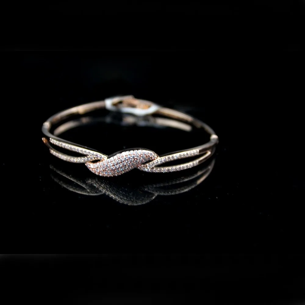 MADALENA SARARA AAA Zircon Inlaid Bangle Girl's Bracelet  Zircon Knot Simple Style So Cute For Gift Gold Tone Copper Bracelet