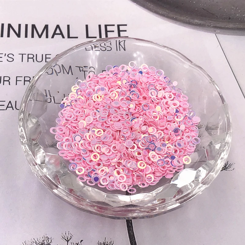 10g/Pack Dual Circle Sequins 3mm Circle Ring 2mm Round Dot Shape Paillettes 3D Nail Art DIY Craft Sewing Lentejuelas Accessories