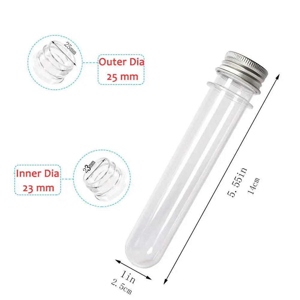 25pcs 40ml Test Tube,Clear Plastic Tubes with Caps,25x140mm for Scientific Experiments,Party Decoration