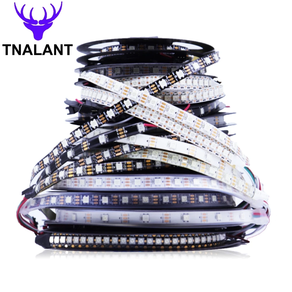 WS2812B WS2812 Led Strip Individually Addressable Smart RGB LED Light Black/White PCB Magic Color IP30/65/67 DC5V