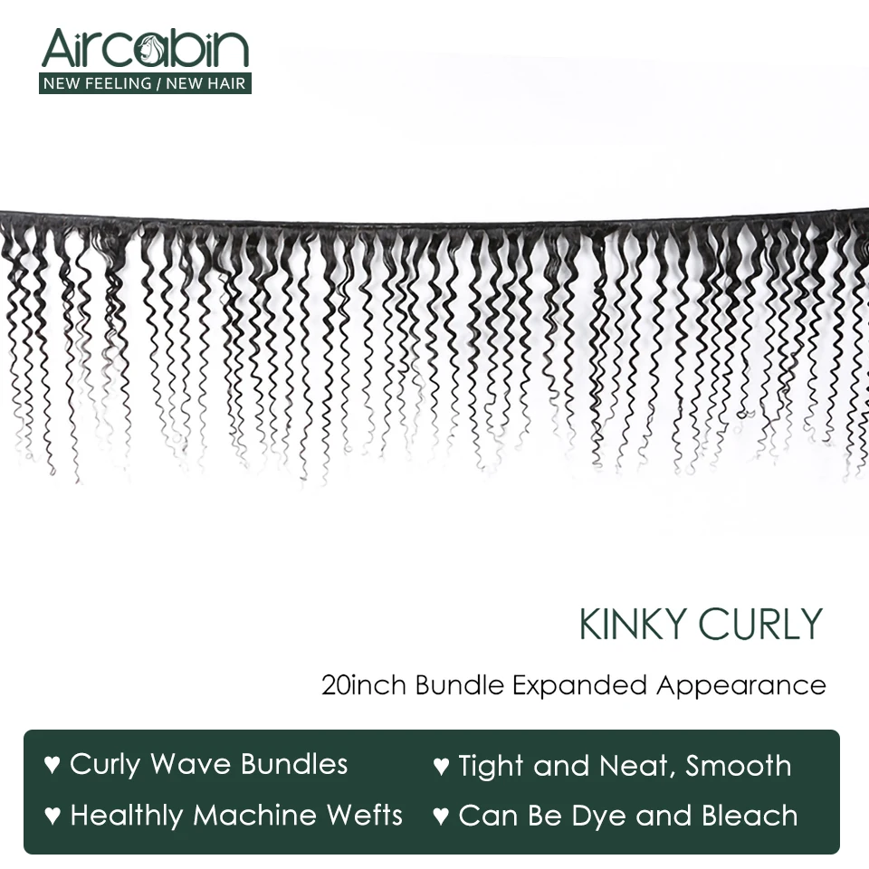 Aircabin Peruvian Kinky Curly Bundles With Closure Remy Human Hair Weave Bundles With 4x4 Lace Closure Natural Color Extensions