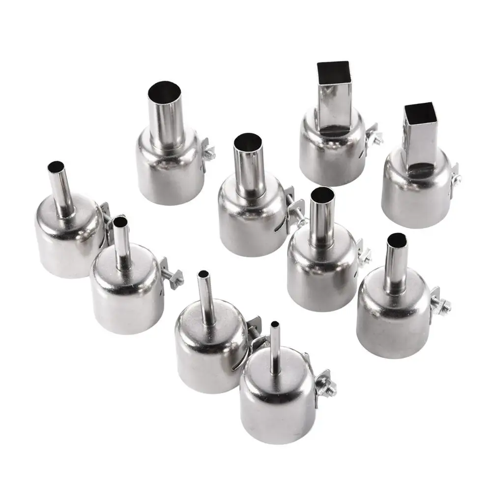 

10pcs Heat Air Nozzle 3-12mm Mouth Tips Sets Repair Tools Stainless Steel For Hot Air Accessories For 850 850A 852 852D 852D