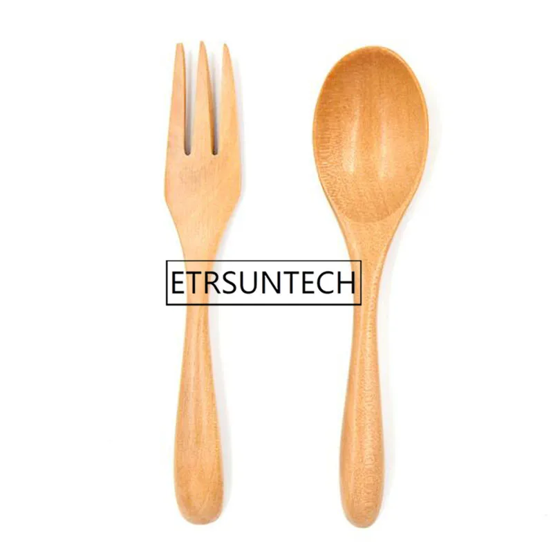 100sets Wrapped With Thread Wooden Spoon Fork Tableware Set Japanese Style Portable Dinnerware Set