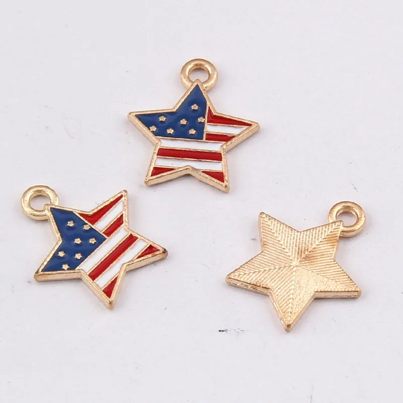 10 PCS/Lot 15*16mm Gold Color Star Pendants Enamel Charms Handmade For DIY Jewelry Making Fashion Earrings Pendant Necklace