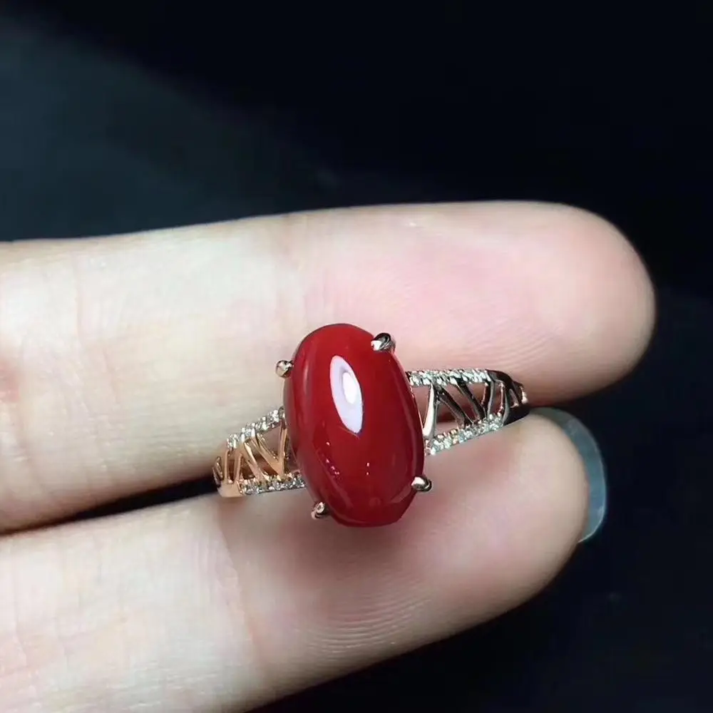 KJJEAXCMY boutique jewelry 925 sterling silver inlaid Natural red coral Ring Women's Fine Ring Support detection beautiful Retro
