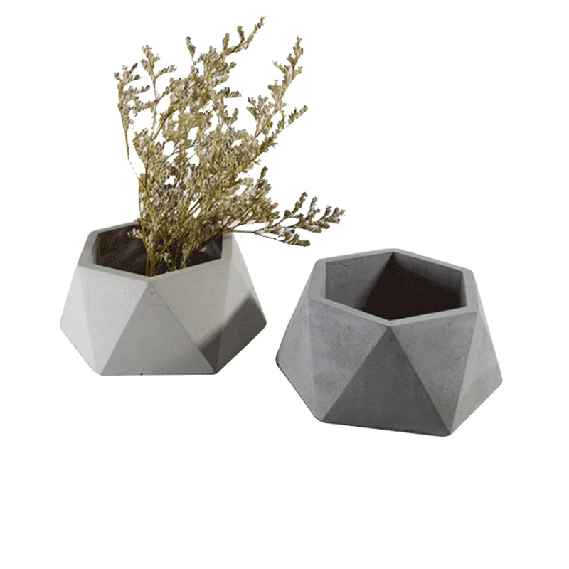 Concrete Silicone Mold Handmade Geometry Planter Cement Mould for Garden Bonsai Decoration Forms