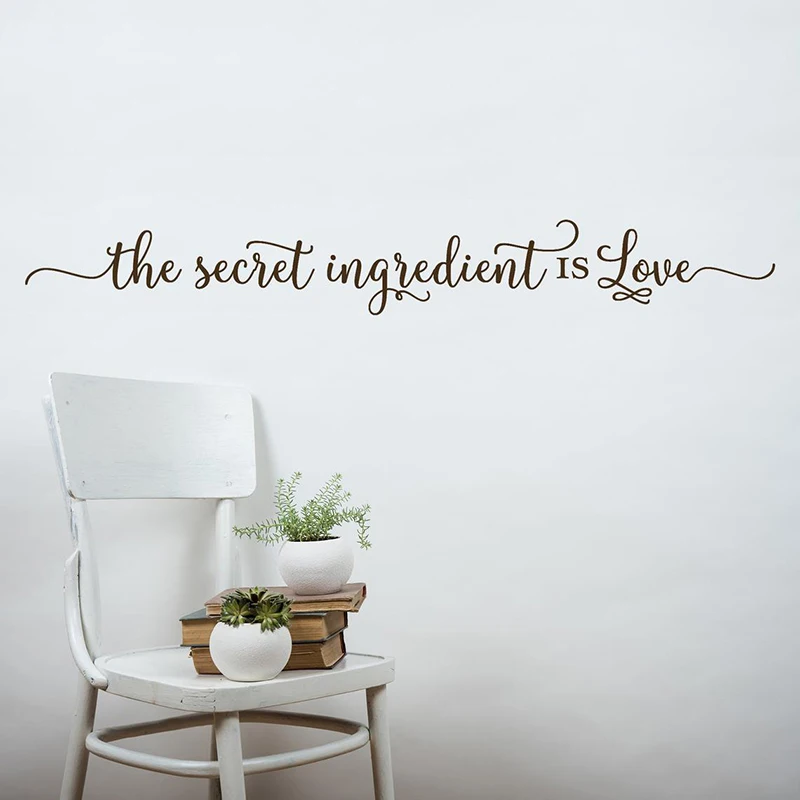 THe Secret Ingredient Is Love Wall Sticker Kitchen Resturant Family Cook Love Quote Wall Decal Dinning Room Vinyl Decor