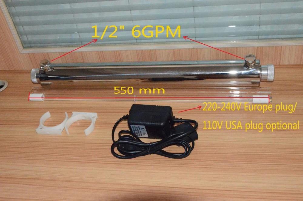 УФ-очиститель воды из нержавеющей стали 304, 6 галлонов в минуту/стерилизатор воды с краном/ультрафиолетовая стерилизация/УФ-стерилизатор + трубка китайской лампы 25 Вт