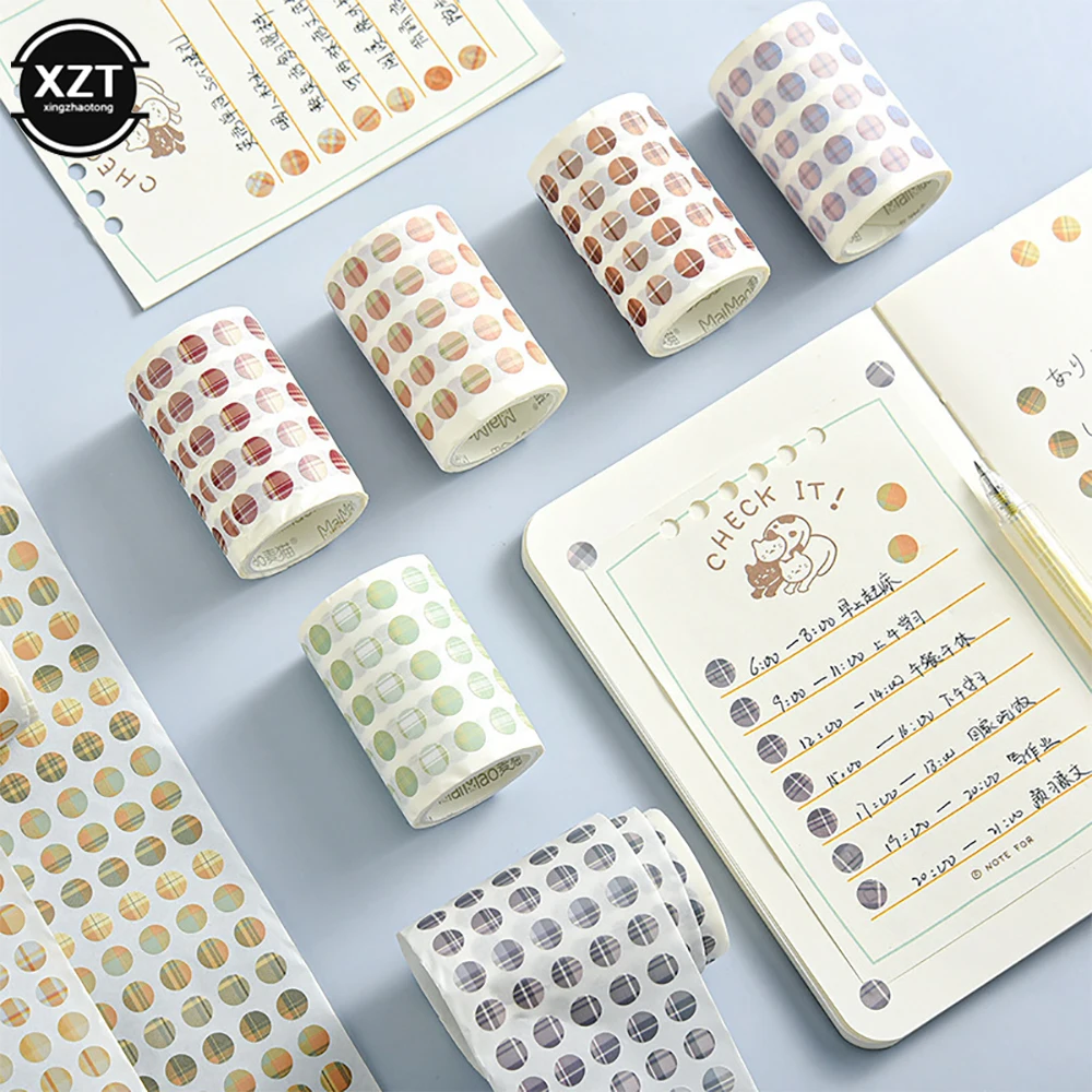 Kawaii احباط اشي الشريط الملونة دوت ملصقات مذكرات تزيين الألبوم سكرابوكينغ الديكور لتقوم بها بنفسك ملصقات للتسمية القرطاسية المدرسية