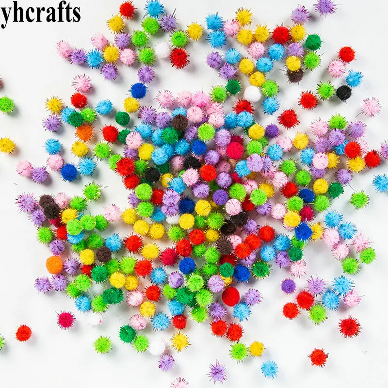 2000PCS/LOT 1cm Glitter pompom 10mm Chenile pom-pom DIY accessories Shine ball Doll accessories Craft material wholesale cheap