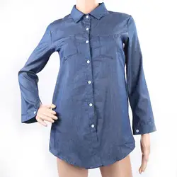 2021 Fashion Women Denim Shirt Vintage Blue Jean Blouses Casual Long Sleeve Ladies Tops Female Streetwear Blouse Femme