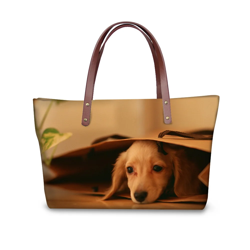 

Funny 3D Dachshund Dog Pattern Tote Bag for Women Luxury Brand Ladies Top-handle Bags Travel Large Shoulder Handbag