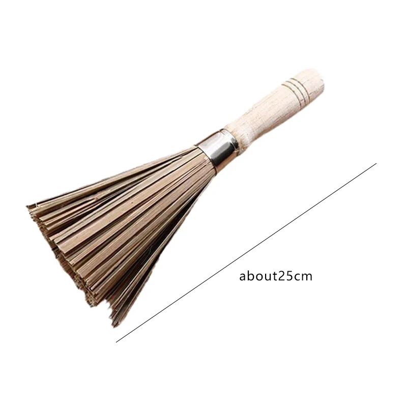 25cm Bamboo Wok Brush Large Pot Brush Wash Pot Brush Kitchen Cleaning Brush Restaurant Natural Bamboo Brush Hotel Supplies