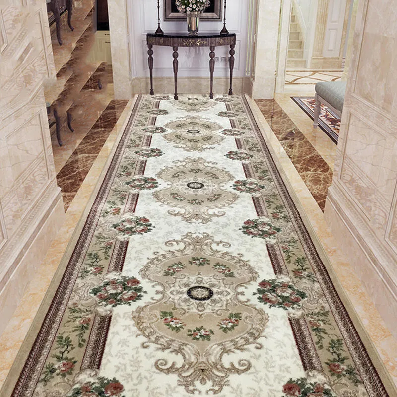 

Customize European Style 3D Red Hallway Stair Carpet Pastoral Corridor Rugs Floor Mat Soft Aisle Thick Anti-slip Long Runner Rug