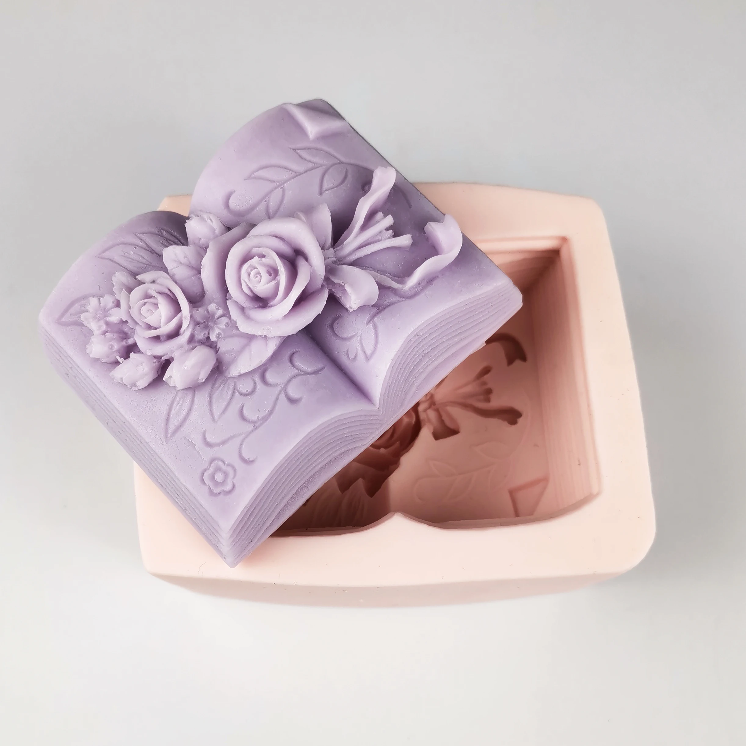 PRZY Mould Silicone The Book Of Flowers And Roses Soap Molds Fondant Soap Molds Handmade Mold Clay Resin Candle Mould