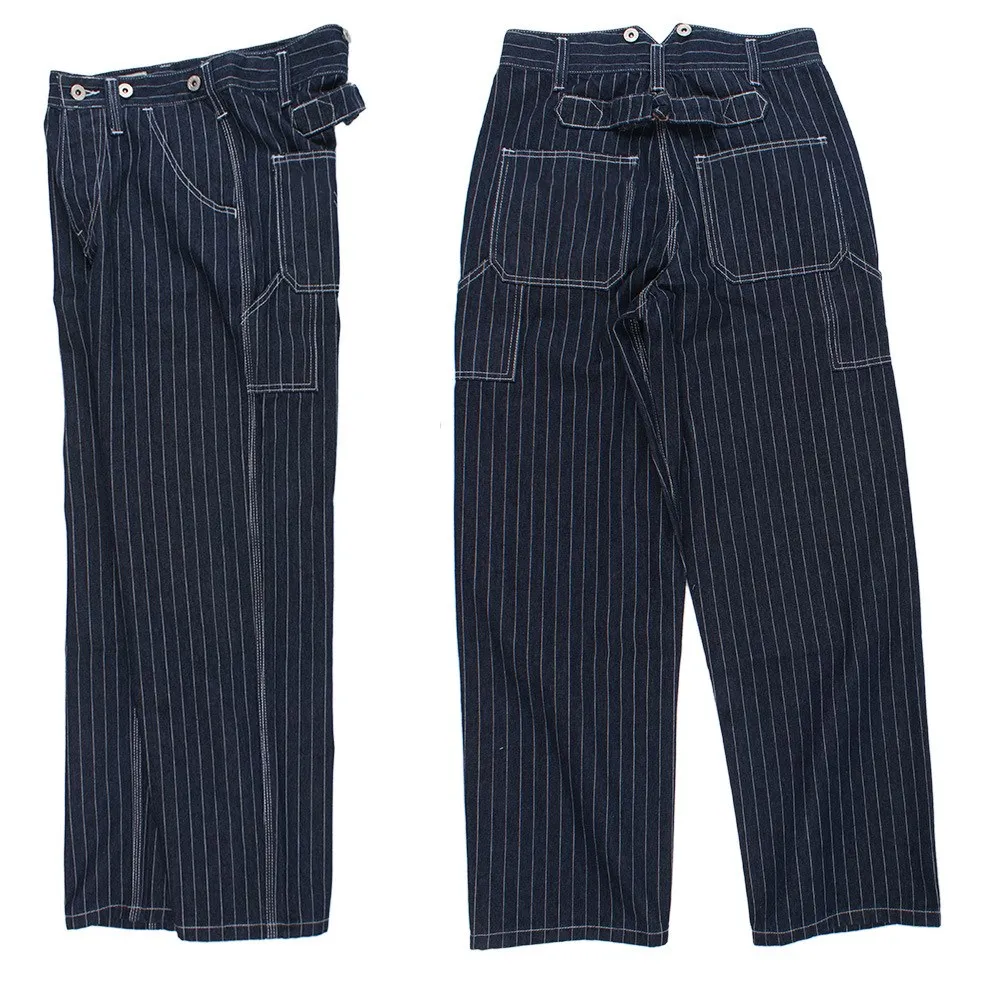 Wide-leg Striped Jeans Men Loose Railway Overalls Male Spring Suspender Pants Outdoor Camping Hunting Trousers Fishing New Longs