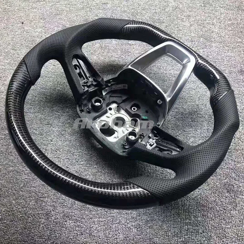 Flat Carbon Fiber Steering Wheel For Audi Q3 Q5 Q5L Q7 A4 Allroad Sporty Multifunction Steering Wheel 2017 2018 2019 2020 2021