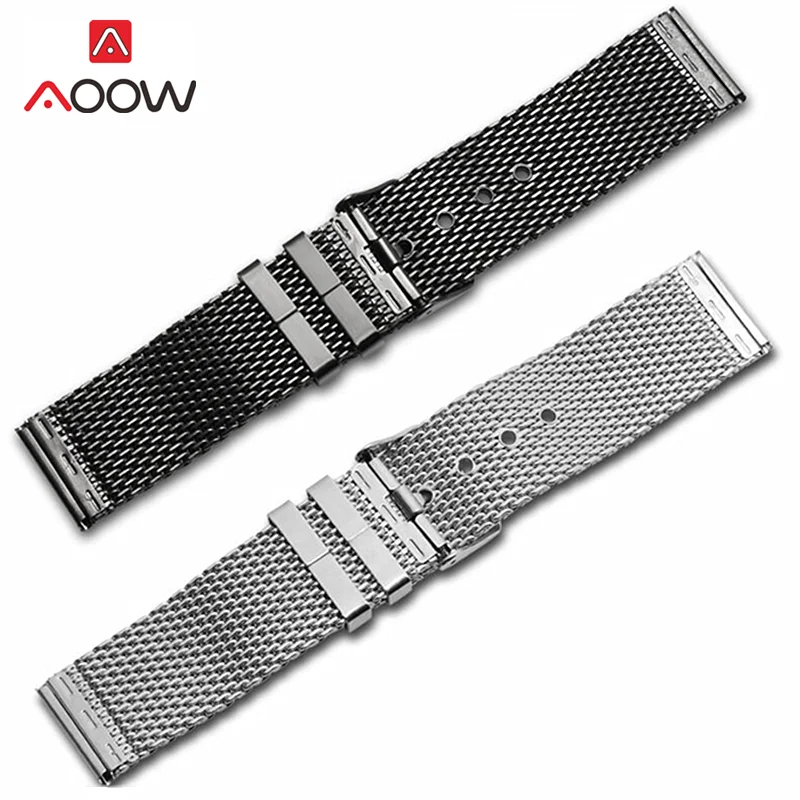 Universal Milanese Loop Band Stainless Steel Strap 18mm 20mm 22mm 24mm Men Women Rose Gold Metal Replacement Watchband Bracelet