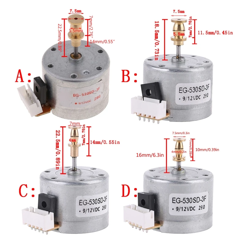 EG530SD-3F DC5-12V 3-Speed 33/45/78 Metal Turntables Motor Sleeve Motor for Turntable Record Player