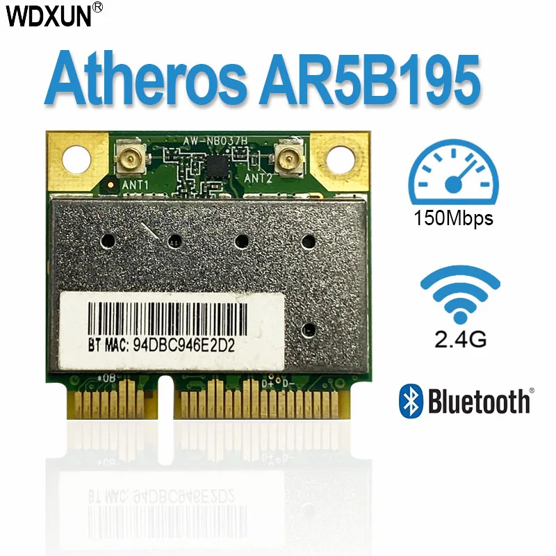 Половинная мини PCI-E Atheros AR5B195 Wifi для сетевой карты AzureWave A 150 Мбит/с + Buletooth 3,0