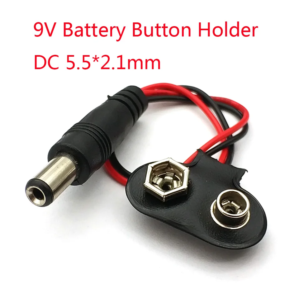 9V Batterie Taste 9V Halter 9V Batterie Halter Mit DC Power Stecker 10CM 5.5*2,1mm
