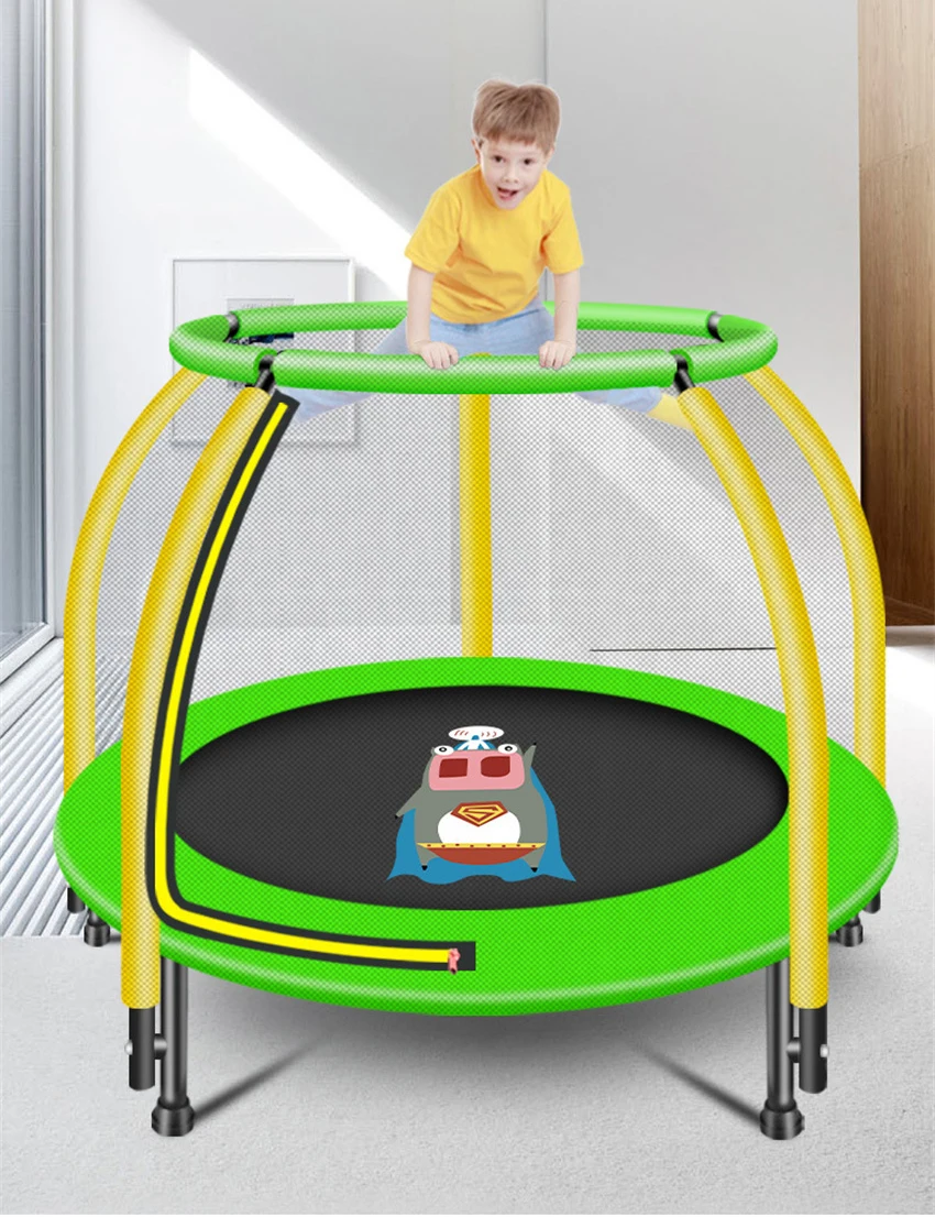 48-inch Small Trampoline Children Trampoline Home Indoor Sports Fitness Handrail Suction Cup Bouncing Bed Load-bearing 250kg