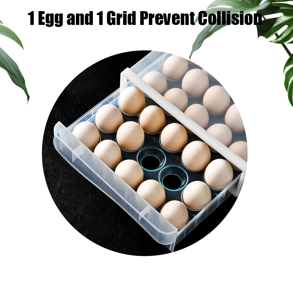 Kitchen Supplies Transparent Refrigerator Egg Holder Organizer Egg Storage Box Drawer Box Case Double Layer Egg Tray