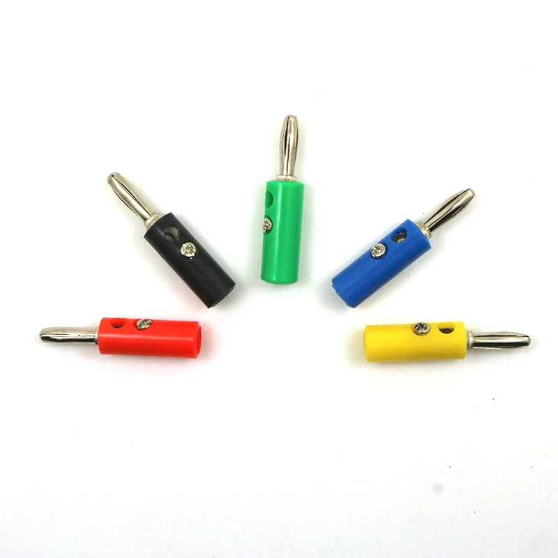 10pcs Banana Plug 4mm Audio Speaker Wire Cable Screw Type Banana Pin DIY Model Connector Black Red Green Yellow Blue