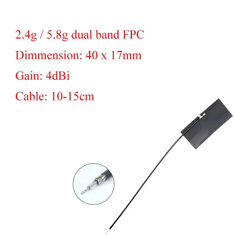 20 stücke/Los 2,4g/5,8g Dualband-WLAN-Antenne 5dbi-Modul interne Antenne fpc-Antennen 2,4g 5g 40*18mm