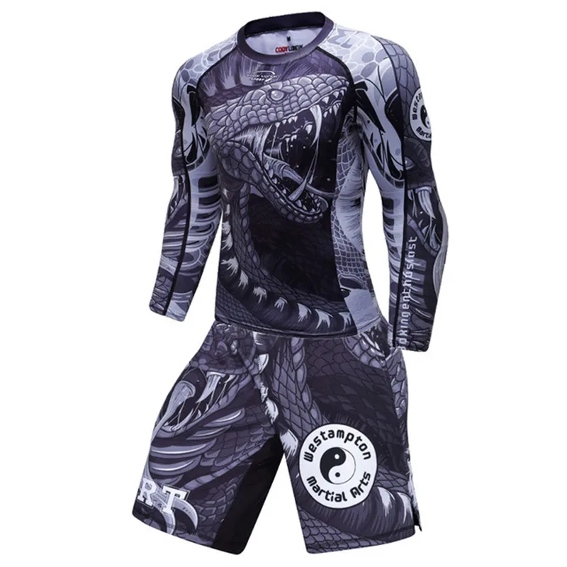 Men gym T shirts+Pants Boxing Muay Thai Shorts Rashguard MMA kickboxing Sets Fitness Sport Jerseys suits Jiu Jitsu Bjj T shirt