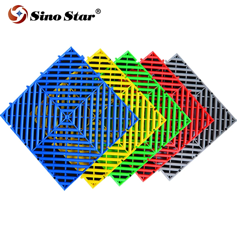 Non Slip 30MM PP Interlocking Garage Floor Tile Car Washing Grille Removable Plastic Workshop Floor Tiles Mosaic Floorboard