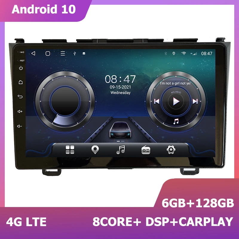 HIRIOT 9 Inch Auto Radio Android 11 for Honda CRV CR-V 2006-2011 Multimedia GPS Stereo Navigation Sat Navi 6+128 carplay DSP