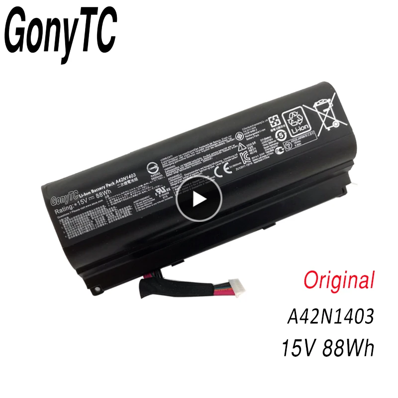 

88Wh 15V Genuine A42N1403 Battery For Asus ROG GFX71JY 17.3" GFX71JY4710 G751 G751J G751J-BHI7T25 A42LM93 4ICR19/66-2 Original