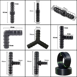 PE tubos conectores para jardim rega mangueira, conector reto, acessórios de irrigação agrícola, adaptador redutor, 16 a 20, 25mm, 5pcs