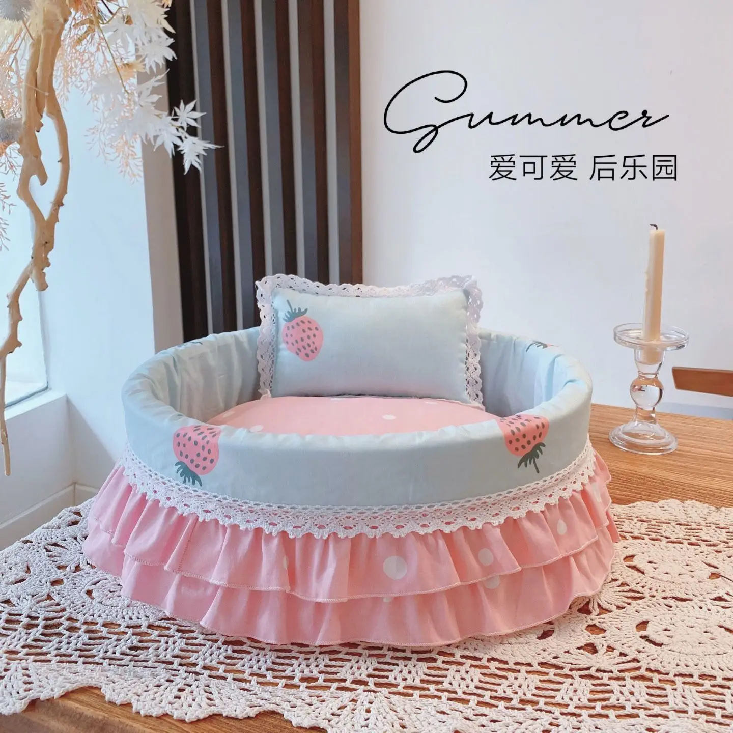 Dog Kennel Cat House Four Seasons Small Dog Princess Bed Removable Washable Four Seasons Universal Cute Pet Bed Closed Cat House