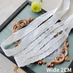 2CM Wide White Cotton Hollow Embroidered Fringe Ribbon Flowers Fabric Lace Appliques DIY Sewing Trimmings Dresses Guipure Decor