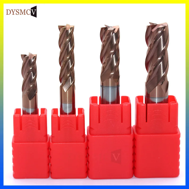 HRC60 D6X75L D8X75L D10X75L D12X75L4Flute الصلبة أطراف طاحونة مصنوعة من الكربيد القياسية طول الجانب طحن الشق التنميط وجه مطحنة