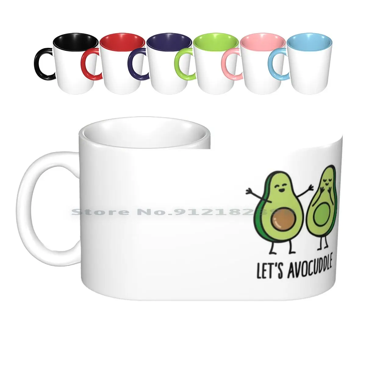 Ceramic Mugs Coffee Cups Milk Tea Mug Let S Avocudddle Cuddle Avocado Hug Cute Couple Vegan Food Doodle Hugging Love Sweet