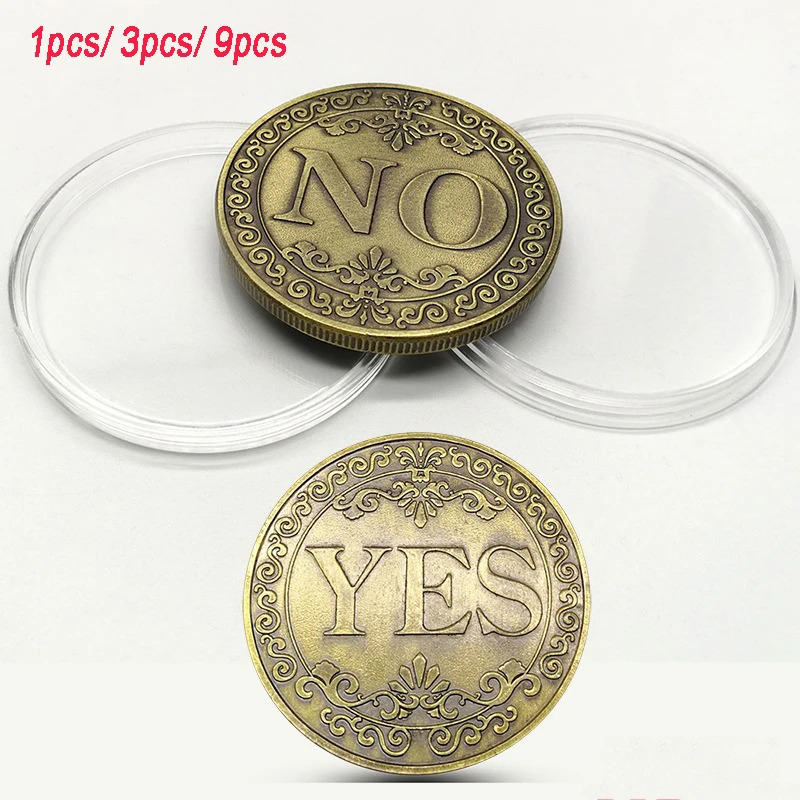 9pcs YES or NO Letter Commemorative Coin Floral Ornaments Collection Arts Lucky Coin challenge Coins Gifts Souvenir