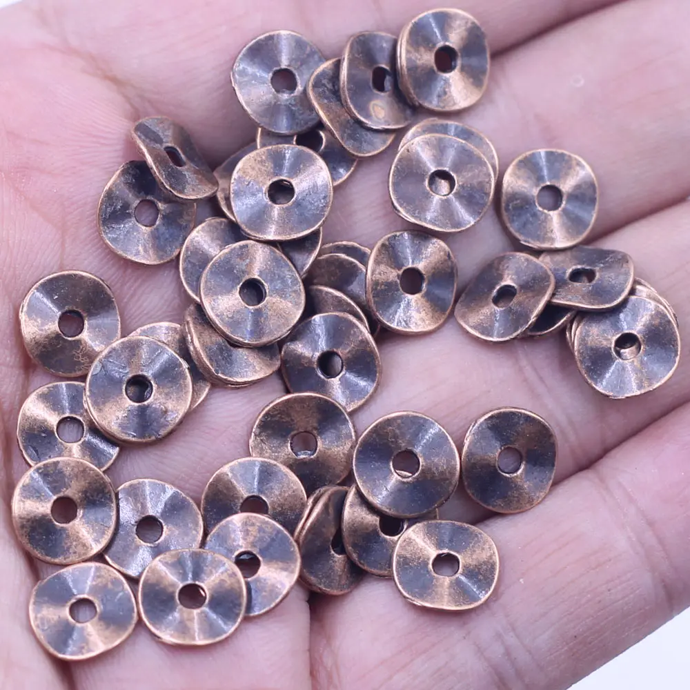 Spacer Beads Wave Round Tortuose Ring Zinc Metal Alloy Copper Tone For Charms Bracelets Jewelry DIY Findings 9mm 100Pcs