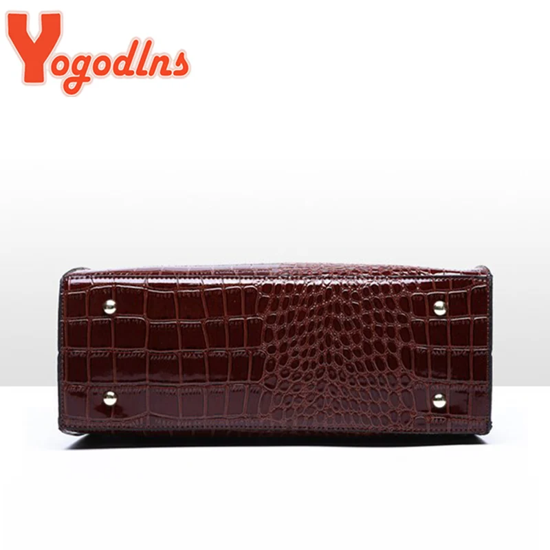 Yogodlns Crocodile Pattern Handle Bag Women PU Leather Handbag Large Capacity Shoulder Bag Brands Crossbody Bag Winter New Purse