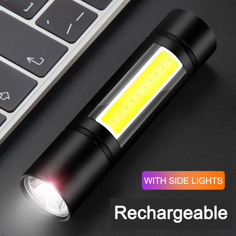 Waterproof Mini LED Flashlight USB Rechargable 3 Lighting Mode Torch Telescopic Portable Outdoor Night Lighting Camping