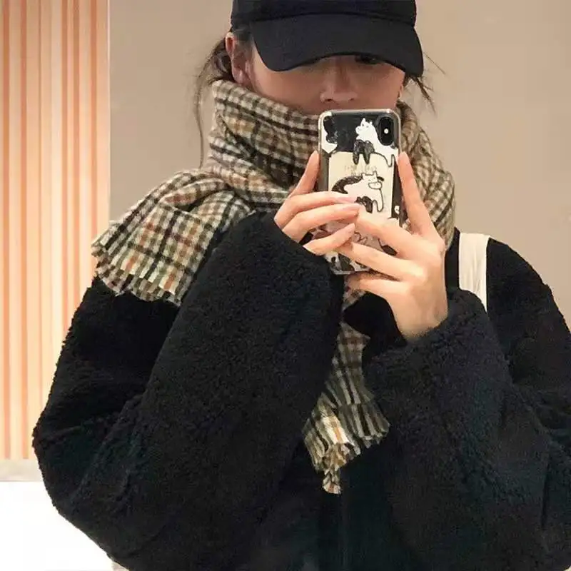 Scarves Women Popular Plaid Vintage Winter All-match Fashion Korean Version New Arrival Female Tender Comfort Students Classic