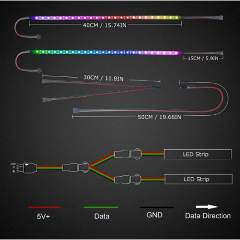 DC5V 3PIN WS2812b LED Strip for ASUS Aura SYNC MSI Mystic Light GIGABYTE RGB Fusion2.0 5V 3Pin Header on Motherboard Sync light