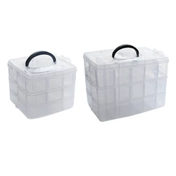 3 Layer Clear Plastic Jewelry Bead Storage Box Organizer Case Drawer DIY 18/30 Grids Furniture Storage