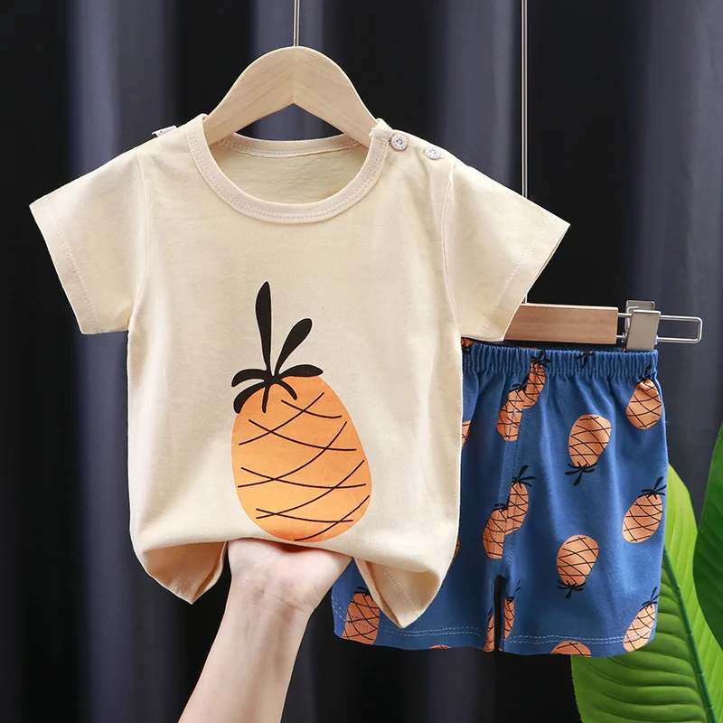 2022 New Summer Infants Clothes Short Sleeve T-shirt+shorts 2-piece For Baby Boys Girls Kids Outfit Children\'s Clothing Sets